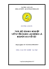 Khóa luận Thái độ doanh nghiệp về tuyển dụng lao động là người khuyết tật