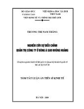 Luận án Nghiên cứu sự điều chỉnh quản trị công ty ở Đông Á sau khủng hoảng