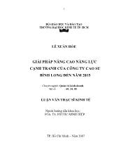 Luận văn Giải pháp nâng cao năng lực cạnh tranh của công ty cao su Bình Long đến năm 2015