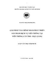Luận văn Giải pháp tài chính nhằm phát triển sản phẩm dịch vụ viễn thông tại Viễn thông Cần Thơ - Hậu Giang
