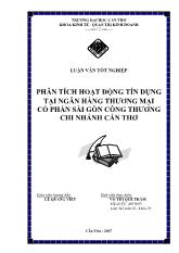 Luận văn Phân tích hoạt động tín dụng tại ngân hàng thương mại cổ phần Sài Gòn công thương chi nhánh Cần Thơ
