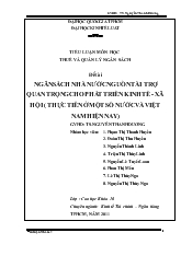 Ngân sách nhà nước nguồn tài trợ quan trọng cho phát triển kinh tế - Xã hội (thực tiễn ở một số nước và Việt Nam hiện nay)