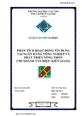 Đề tài Phân tích hoạt động tín dụng tại Ngân hàng Nông nghiệp và Phát triển Nông thôn chi nhánh huyện Tân Hiệp – Kiên Giang