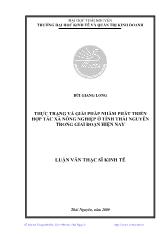 Đề tài Thực trạng và giải pháp nhằm phát triển hợp tác xã nông nghiệp ở tỉnh Thái Nguyên trong giai đoạn hiện nay