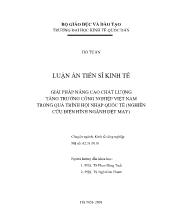 Luận án Giải pháp nâng cao chất lượng tăng trưởng Công nghiệp Việt Nam trong quá trình hội nhập quốc tế (Nghiên cứu điển hình từ ngành dệt may Việt Nam)