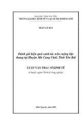 Luận văn Đánh giá hiệu quả canh tác trên ruộng bậc thang tại huyện Mù Cang Chải - Tỉnh Yên Bái