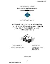 Luận văn Đánh giá thực trạng chuyển dịch cơ cấu kinh tế nông nghiệp và giải pháp phát triển trên địa bàn tỉnh Sóc Trăng
