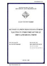 Luận văn Kế toán và phân tích tài sản cố định tại Công Ty TNHH thương mại dịch vụ Kỹ Thuật Điện lạnh Khang Thịnh