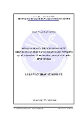 Luận văn Mối quan hệ giữa tiếp cận nguồn nước, chiến lược sản xuất và thu nhập của hộ nông dân tại xã Nậm Búng và Suối Giàng, huyện Văn Chấn tỉnh Yên Bái