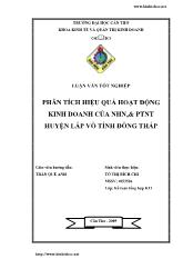 Luận văn Phân tích hiệu quả hoạt động kinh doanh của ngân hàng nông nghiệp và phát triển nông thôn huyện Lấp Vò tỉnh Đồng Tháp