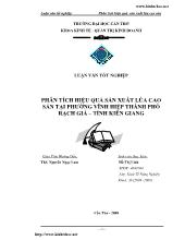 Luận văn Phân tích hiệu quả sản xuất lúa cao sản của hộ nông dân tại phường Vĩnh Hiệp - Thành Phố Rạch Giá - Kiên Giang