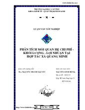 Luận văn Phân tích mối quan hệ chi phí - Khối lượng - Lợi nhuận tại hợp tác xã Quanh Minh
