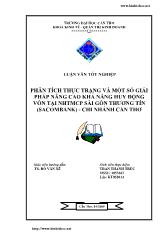 Luận văn Phân tích thực trạng và một số giải pháp nâng cao khả năng huy động vốn tại ngân hàng thương mại cổ phần Sài Gòn Thương Tín (Sacombank) – Chi nhánh Cần Thơ