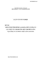 Luận văn Phân tích tình hình lao động, tiền lương và các nhân tố ảnh hưởng đến chi phí lương tại công ty Cổ Phần Thuỷ Sản Cafatex