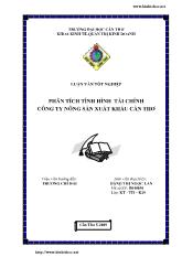 Luận văn Phân tích tình hình tài chính Công ty Nông Sản Thực Phẩm Xuất Khẩu Cần Thơ