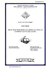 Luận văn Phân tích tình hình tài chính tại công ty cổ phần vật tư Hậu Giang