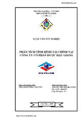 Luận văn Phân tích tình hình tài chính tại công ty cổ phần Dược Hậu Giang