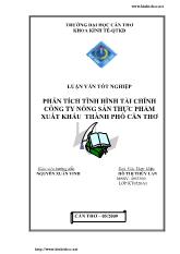 Luận văn Phân tích tình hình tài chính tại công ty nông sản thực phẩm xuất khẩu thành phố Cần Thơ