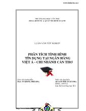 Luận văn Phân tích tình hình tín dụng tại Ngân hàng Việt Á - Chi nhánh Cần Thơ