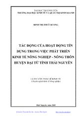 Luận văn Tác động của hoạt động tín dụng trong việc phát triển Kinh tế nông nghiệp - Nông thôn tại huyện Đại Từ, tỉnh Thái Nguyên