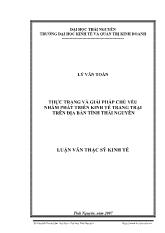Luận văn Thực trạng và giải pháp chủ yếu nhằm phát triển kinh tế trang trại trên địa bàn tỉnh Thái Nguyên
