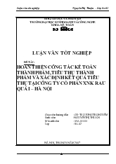 Đề tài Hoàn thiện công tác kế toán thành phẩm , tiêu thụ thành phẩm và xác định kết quả tiêu thụ tại công ty cổ phần Xuất Nhập Khẩu Rau quả I - Hà Nội