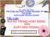 Đề tài Quản trị rủi ro quản trị rủi ro trong sản xuất của công ty vinamilk