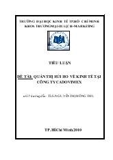 Đề tài Quản trị rủi ro về kinh tế tại công ty Cadovimex