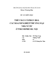 Đề tài Thúc đẩy cổ phần hoá các doanh nghiệp thương mại Nhà nước tại Thành phố Hà Nội