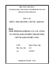 Đề tài Tình hình hoạt động của các công ty chứng khoán trên thị trường chứng khoán Việt Nam