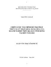 Đề tài Chiến lược tài chính hỗ trợ phát triển xuất nhập khẩu hàng hóa của doanh nghiệp trên địa bàn tỉnh Đồng Nai đến năm 2010