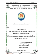 Đề tài Công tác quản trị hành chính văn phòng tại trung tâm ứng dụng tiến bộ và khoa học tỉnh Bình Dương