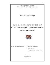 Đề tài Đánh giá chất lượng dịch vụ nhà hàng sông hậu của công ty cổ phần du lịch Cần Thơ