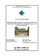 Đề tài Đánh giá hiện trạng du lịch hậu giang và xây dựng mô hình du lịch sinh thái - Văn hóa về nguồn