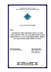 Đề tài Đánh giá mức độ hài lòng của du khách đối với các sản phẩm du lịch sinh thái và các giải pháp phát triển du lịch sinh thái tỉnh Cà Mau
