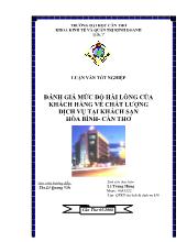 Đề tài Đánh giá mức độ hài lòng của khách hàng về chất lượng dịch vụ tại khách sạn Hòa Bình - Cần Thơ