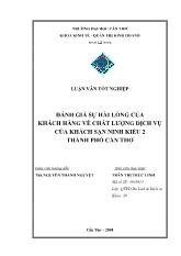 Đề tài Đánh giá sự hài lòng của khách hàng về chất lượng dịch vụ của khách sạn Ninh Kiều 2 thành phố Cần Thơ