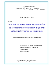 Đề tài Duy trì và phát triển nguồn nhân lực tại công ty TNHH tin học Anh Việt - Thực trạng và giải pháp