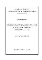 Đề tài Giải pháp nhằm nâng cao chất lượng dịch vụ hàng không tại sân bay Liên Khương - Đà Lạt