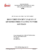 Đề tài Hoàn thiện tổ chức và quản lý kênh phân phối sản phẩm của Công ty Sơn TISON 2011