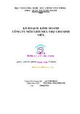Đề tài Kế hoạch kinh doanh công ty môi giới nhà trọ cho sinh viên