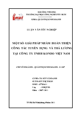 Đề tài Một số giải pháp nhằm hoàn thiện công tác tuyển dụng và trả lương tại công ty TNHH Kondo Việt Nam