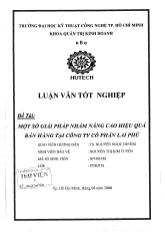 Đề tài Một số giải pháp nhằm nâng cao hiệu quả bán hàng tại công ty cổ phần Lai Phú