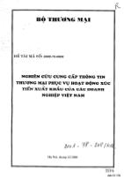 Đề tài Nghiên cứu cung cấp thông tin thượng mại phục vụ hoạt động xúc tiến xuất khẩu của các Doanh nghiệp Việt Nam