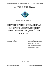 Đề tài Phân tích đánh giá nhu cầu hợp tác của nông hộ và đề xuất giải pháp phát triển kinh tế hợp tác ở tỉnh Hậu Giang