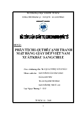 Đề tài Phân tích lợi thế cạnh tranh mặt hàng giày dép Việt Nam xuất khẩu sang Chile