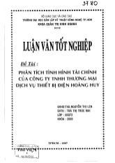 Đề tài Phân tích tình hình tài chính của công ty TNHH Thương Mại - Dịch Vụ thiết bị điện Hoàng Huy