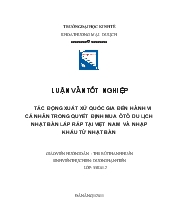 Đề tài Tác động xuất xứ quốc gia đến hành vi cá nhân trong quyết định mua ô tô Nhật Bản lắp ráp tại Việt Nam và nhập khẩu từ Nhật Bản