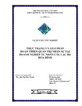 Đề tài Thực trạng và giải pháp hoàn thiện quản trị nhân sự tại Khách sạn Hòa Bình