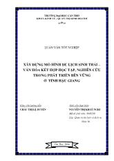 Đề tài Xây dựng mô hình du lịch sinh thái – Văn hóa kết hợp học tập, nghiên cứu trong phát triển bền vững ở tỉnh Hậu Giang
